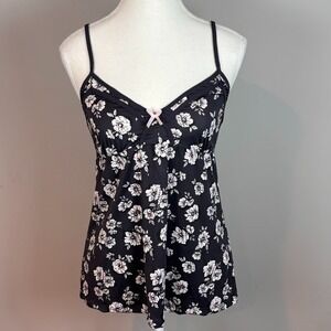 Laura Ashley‎ Womens Dark Floral Sweetheart Camisole Tank MED Cottagecore Fairy
